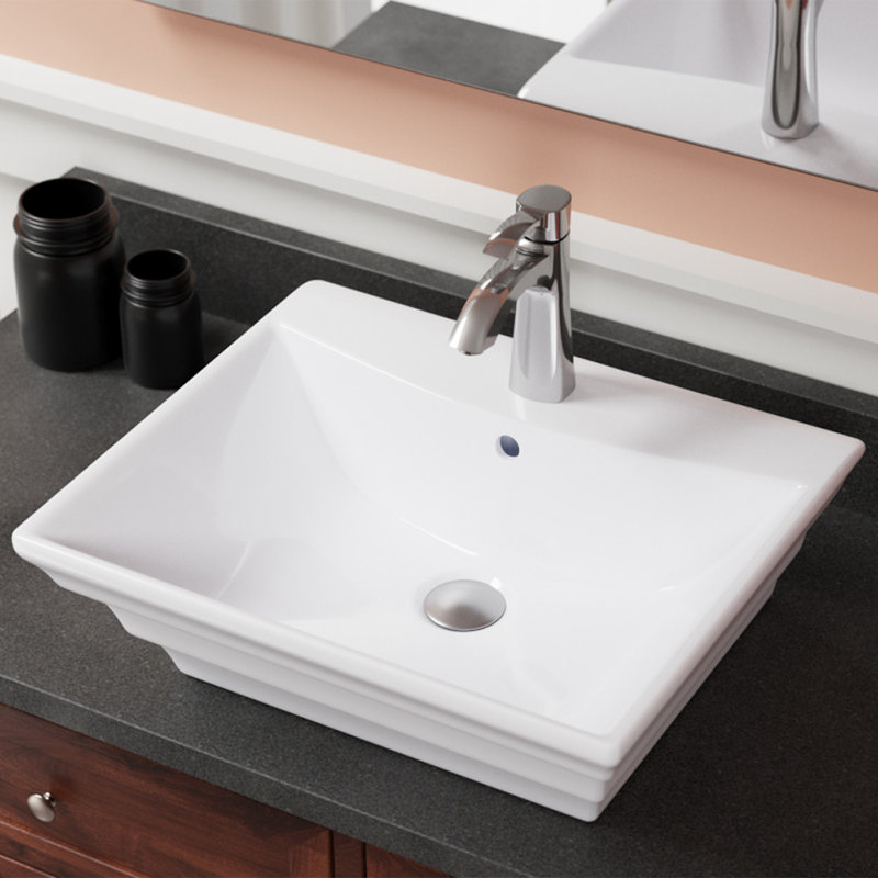 MRDirect Vitreous China Rectangular Vessel Bathroom Sink with Overflow